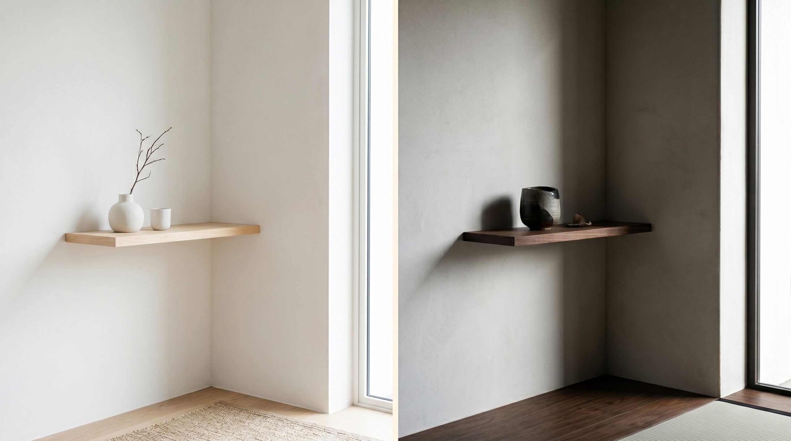Japandi style comparison - Scandinavian minimalism versus Japanese minimalism side by side